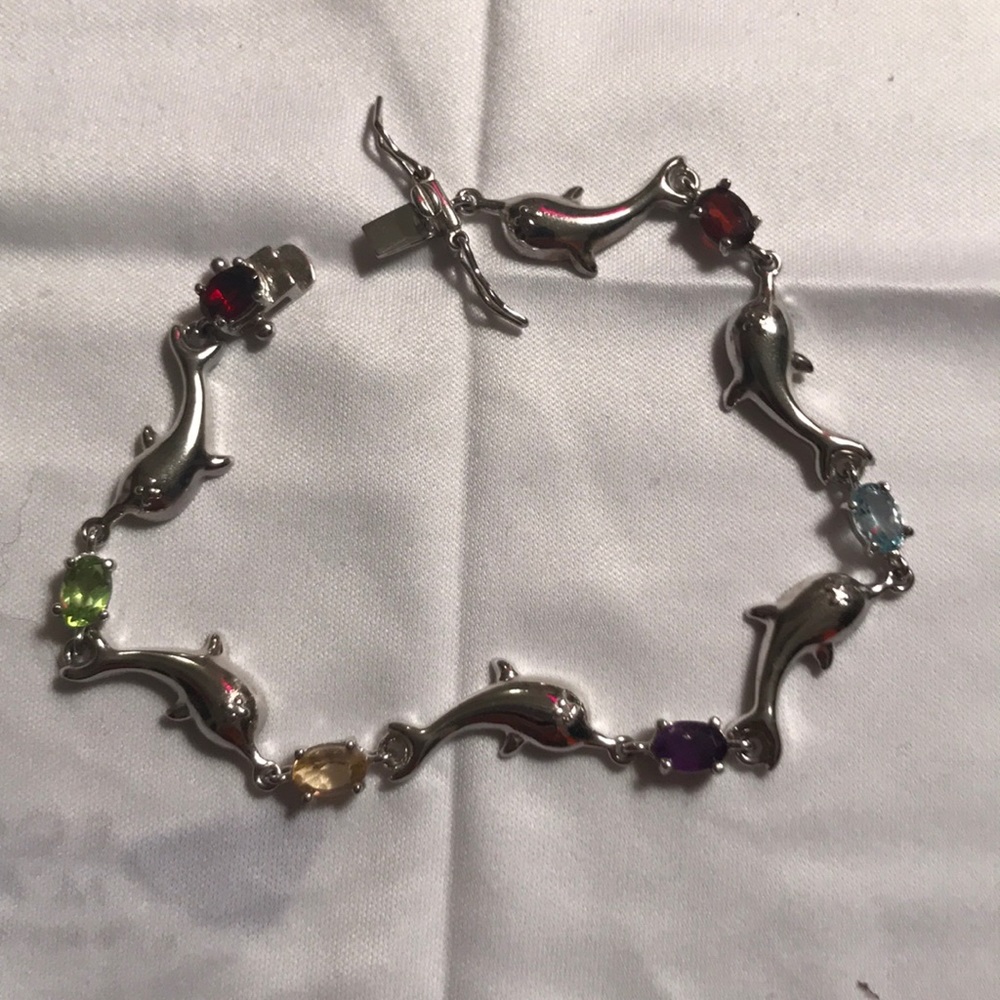 Dolphin bracelet with gems